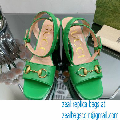 Gucci Heel Platform Sandals with Horsebit Green 2023