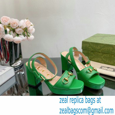 Gucci Heel Platform Sandals with Horsebit Green 2023