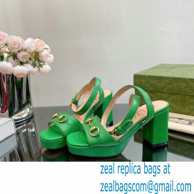 Gucci Heel Platform Sandals with Horsebit Green 2023