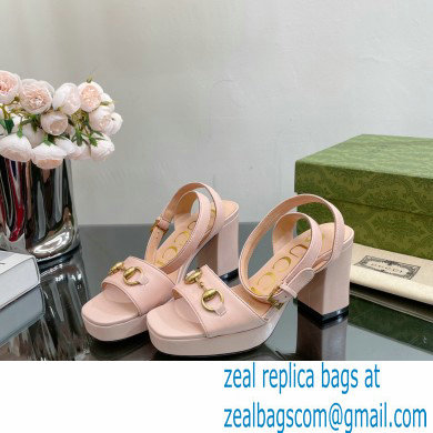 Gucci Heel Platform Sandals with Horsebit Pink 2023