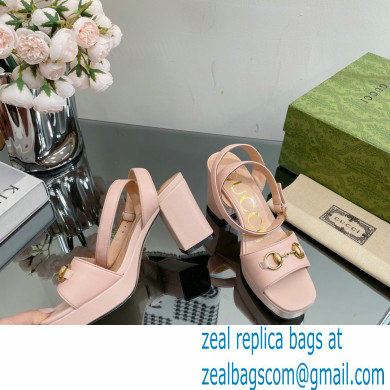 Gucci Heel Platform Sandals with Horsebit Pink 2023