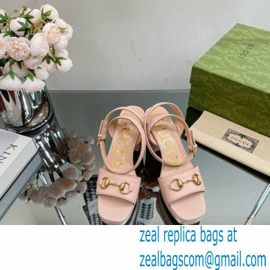 Gucci Heel Platform Sandals with Horsebit Pink 2023