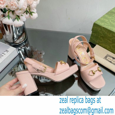 Gucci Heel Platform Sandals with Horsebit Pink 2023