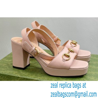 Gucci Heel Platform Sandals with Horsebit Pink 2023