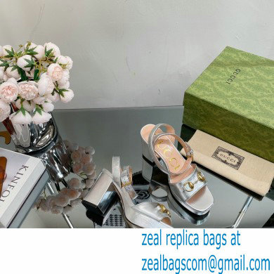 Gucci Heel Platform Sandals with Horsebit Silver 2023