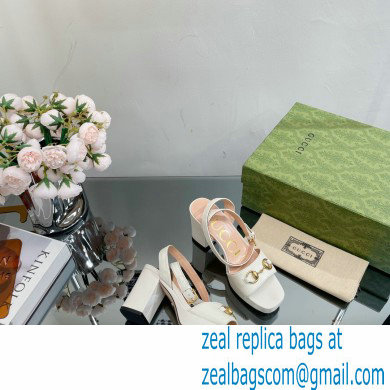 Gucci Heel Platform Sandals with Horsebit White 2023
