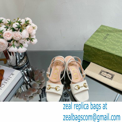 Gucci Heel Platform Sandals with Horsebit White 2023