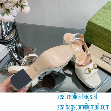 Gucci Heel Platform Sandals with Horsebit White 2023