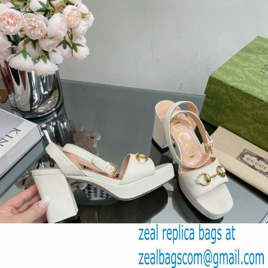 Gucci Heel Platform Sandals with Horsebit White 2023