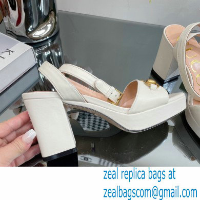 Gucci Heel Platform Sandals with Horsebit White 2023 - Click Image to Close