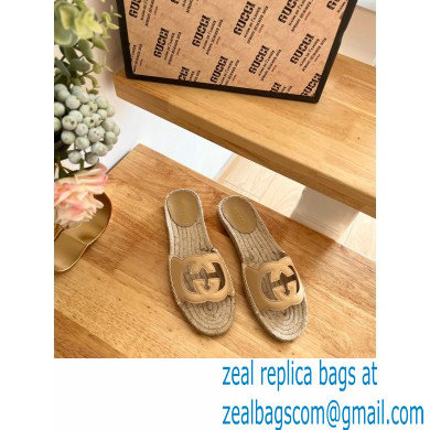 Gucci Interlocking G cut out Women/Men espadrilles slide sandals Beige 2023 - Click Image to Close