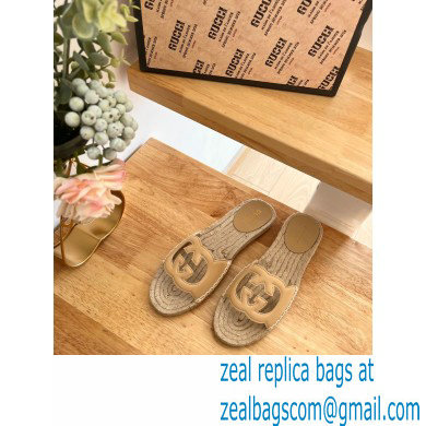 Gucci Interlocking G cut out Women/Men espadrilles slide sandals Beige 2023