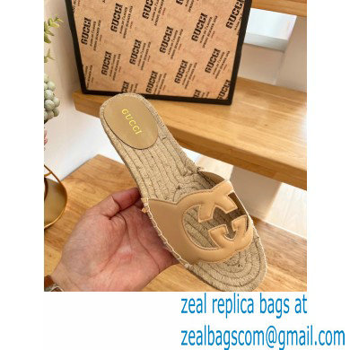 Gucci Interlocking G cut out Women/Men espadrilles slide sandals Beige 2023 - Click Image to Close