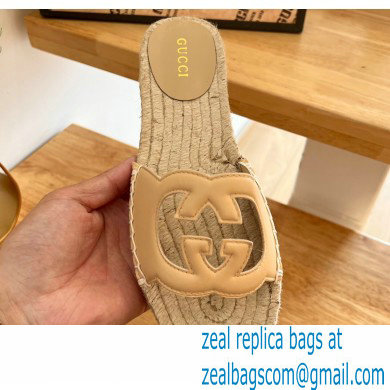 Gucci Interlocking G cut out Women/Men espadrilles slide sandals Beige 2023 - Click Image to Close