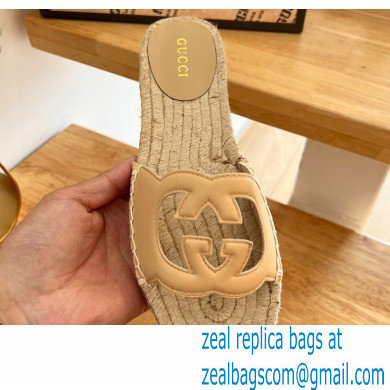 Gucci Interlocking G cut out Women/Men espadrilles slide sandals Beige 2023