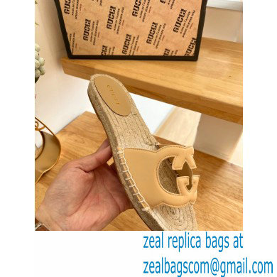 Gucci Interlocking G cut out Women/Men espadrilles slide sandals Beige 2023 - Click Image to Close