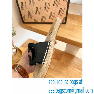 Gucci Interlocking G cut out Women/Men espadrilles slide sandals Black 2023 - Click Image to Close