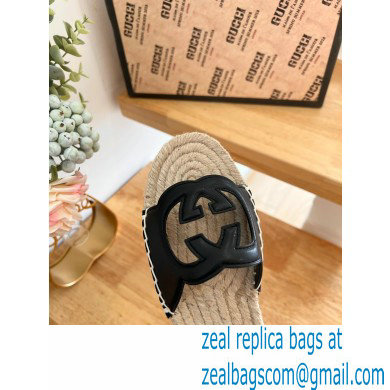 Gucci Interlocking G cut out Women/Men espadrilles slide sandals Black 2023