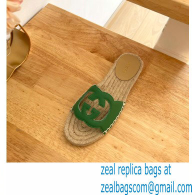 Gucci Interlocking G cut out Women/Men espadrilles slide sandals Green 2023 - Click Image to Close