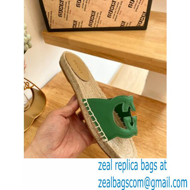 Gucci Interlocking G cut out Women/Men espadrilles slide sandals Green 2023 - Click Image to Close