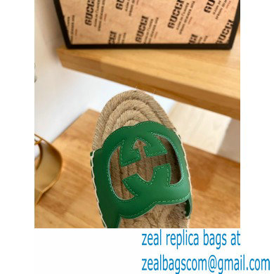Gucci Interlocking G cut out Women/Men espadrilles slide sandals Green 2023 - Click Image to Close