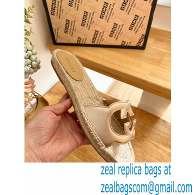 Gucci Interlocking G cut out Women/Men espadrilles slide sandals Metallic Gold 2023