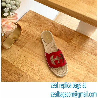 Gucci Interlocking G cut out Women/Men espadrilles slide sandals Red 2023