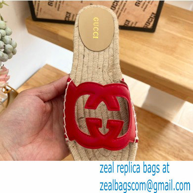 Gucci Interlocking G cut out Women/Men espadrilles slide sandals Red 2023