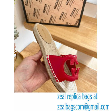 Gucci Interlocking G cut out Women/Men espadrilles slide sandals Red 2023 - Click Image to Close