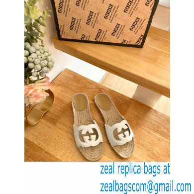 Gucci Interlocking G cut out Women/Men espadrilles slide sandals White 2023