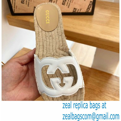 Gucci Interlocking G cut out Women/Men espadrilles slide sandals White 2023