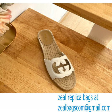 Gucci Interlocking G cut out Women/Men espadrilles slide sandals White 2023 - Click Image to Close