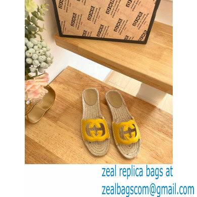 Gucci Interlocking G cut out Women/Men espadrilles slide sandals Yellow 2023 - Click Image to Close