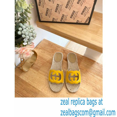 Gucci Interlocking G cut out Women/Men espadrilles slide sandals Yellow 2023 - Click Image to Close