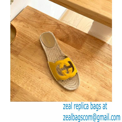 Gucci Interlocking G cut out Women/Men espadrilles slide sandals Yellow 2023 - Click Image to Close