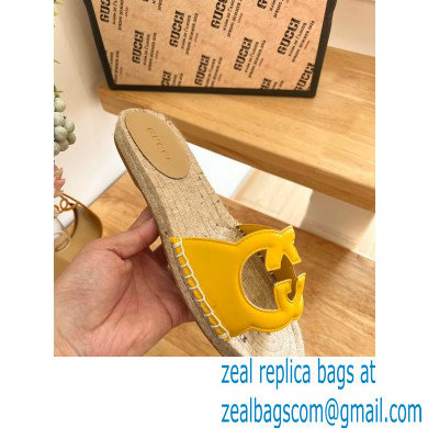 Gucci Interlocking G cut out Women/Men espadrilles slide sandals Yellow 2023 - Click Image to Close