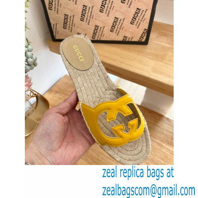 Gucci Interlocking G cut out Women/Men espadrilles slide sandals Yellow 2023