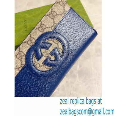 Gucci Long Zip Wallet with cut-out Interlocking G 701423 Blue 2023