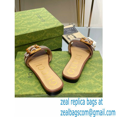 Gucci leather Slide Sandals Brown With Bamboo Buckle 2023