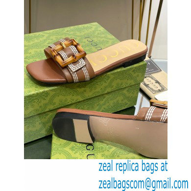 Gucci leather Slide Sandals Brown With Bamboo Buckle 2023