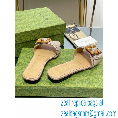 Gucci leather Slide Sandals Nude With Bamboo Buckle 2023