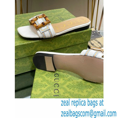 Gucci leather Slide Sandals White With Bamboo Buckle 2023 - Click Image to Close