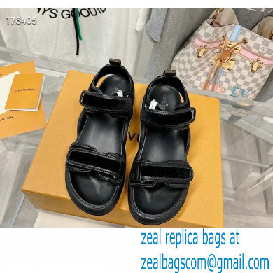 Louis Vuitton LV Archlight Flat Sandals velvet black 2023 - Click Image to Close