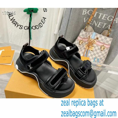 Louis Vuitton LV Archlight Flat Sandals velvet black 2023 - Click Image to Close