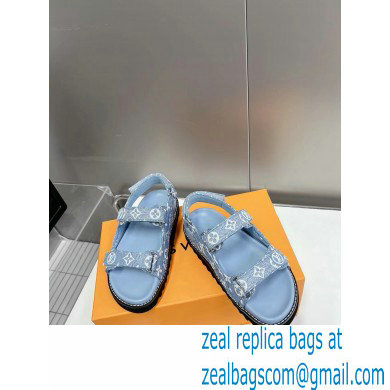 Louis Vuitton Paseo Flat Comfort Sandal in relaxed Monogram denim 2023