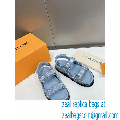 Louis Vuitton Paseo Flat Comfort Sandal in relaxed Monogram denim 2023