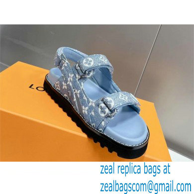 Louis Vuitton Paseo Flat Comfort Sandal in relaxed Monogram denim 2023 - Click Image to Close