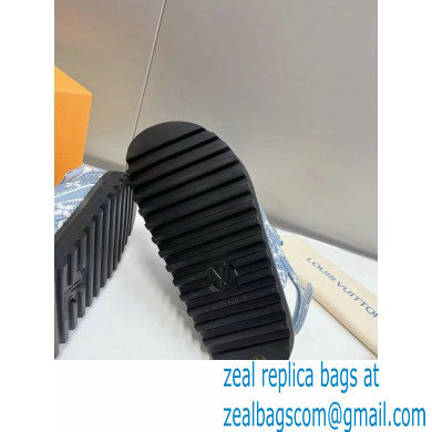 Louis Vuitton Paseo Flat Comfort Sandal in relaxed Monogram denim 2023