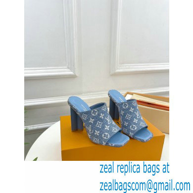 Louis Vuitton heel 10cm Silhouette Mule in bleached blue Monogram denim 2023