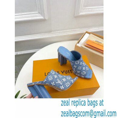 Louis Vuitton heel 10cm Silhouette Mule in bleached blue Monogram denim 2023